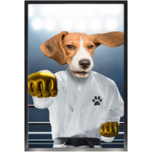 Load image into Gallery viewer, Pork Chop - Karate & Martial Arts Inspired Custom Pet Portrait Framed Satin Paper Print