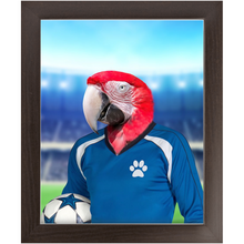 Load image into Gallery viewer, Get Your Kicks- Football, Soccer Player Inspired Custom Pet Portrait Framed Satin Paper Print