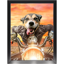 Load image into Gallery viewer, Squeezy Rider - Easy Rider & Motorcycle Inspired Custom Pet Portrait Framed Satin Paper Print