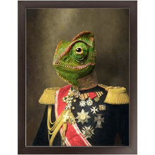 Load image into Gallery viewer, GENERAL LEE AMESS - Renaissance Inspired Custom Pet Portrait Framed Satin Paper Print