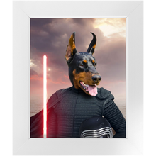 Load image into Gallery viewer, Bark Lord - Kylo Ren & Star Wars Inspired Custom Pet Portrait Framed Satin Paper Print
