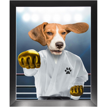 Load image into Gallery viewer, Pork Chop - Karate & Martial Arts Inspired Custom Pet Portrait Framed Satin Paper Print