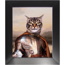 Load image into Gallery viewer, Knight In Brown Satin - Renaissance Inspired Custom Pet Portrait Framed Satin Paper Print