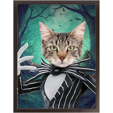 Load image into Gallery viewer, Jack O'Lantin - Christmas & Halloween Inspired Custom Pet Portrait Framed Satin Paper Print