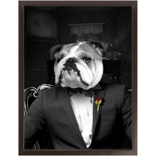 Load image into Gallery viewer, The Dogfather - Godfather, Gangster & Mafia Inspired Custom Pet Portrait Framed Satin Paper Print