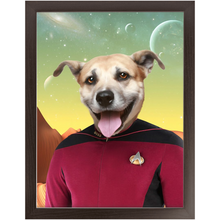 Load image into Gallery viewer, CAPTAIN DIGYARD - Star Trek Inspired Custom Pet Portrait Framed Satin Paper Print