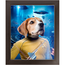 Load image into Gallery viewer, CAPTAIN QUIRK IN SPACE - Star Trek Inspired Custom Pet Portrait Framed Satin Paper Print
