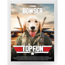 Load image into Gallery viewer, TOP FUN Movie Poster - Top Gun Inspired Custom Pet Portrait Framed Satin Paper Print