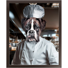 Load image into Gallery viewer, MAKING A MEAL OF IT - Chef & Cook Inspired Custom Pet Portrait Framed Satin Paper Print