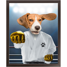 Load image into Gallery viewer, Pork Chop - Karate & Martial Arts Inspired Custom Pet Portrait Framed Satin Paper Print
