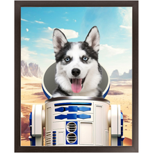 Load image into Gallery viewer, R.2.D.TOO - R2D2 & Star Wars Inspired Custom Pet Portrait Framed Satin Paper Print