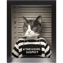 Load image into Gallery viewer, The Usual Suspect - Gangster Mugshot Inspired Custom Pet Portrait Framed Satin Paper Print