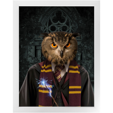 Load image into Gallery viewer, Gryfting Away - Harry Potter Inspired Custom Pet Portrait Framed Satin Paper Print
