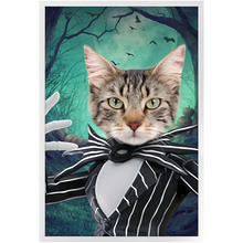 Load image into Gallery viewer, Jack O'Lantin - Christmas & Halloween Inspired Custom Pet Portrait Framed Satin Paper Print