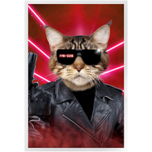 Load image into Gallery viewer, Kyle B Bakk - Arnold Schwarzenegger The Terminator Inspired Custom Pet Portrait Framed Satin Paper Print