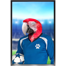 Load image into Gallery viewer, Get Your Kicks- Football, Soccer Player Inspired Custom Pet Portrait Framed Satin Paper Print