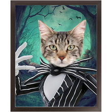Load image into Gallery viewer, Jack O'Lantin - Christmas & Halloween Inspired Custom Pet Portrait Framed Satin Paper Print