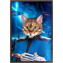 Load image into Gallery viewer, BONE CRUSHER IN SPACE - Star Trek Inspired Custom Pet Portrait Framed Satin Paper Print