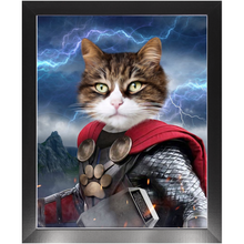 Load image into Gallery viewer, God of Blunder - Thor, Superhero Inspired Custom Pet Portrait Framed Satin Paper Print