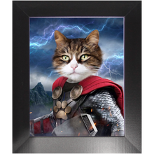 Load image into Gallery viewer, God of Blunder - Thor, Superhero Inspired Custom Pet Portrait Framed Satin Paper Print
