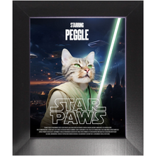 Load image into Gallery viewer, STAR PAWS Movie Poster - Star Wars Inspired Custom Pet Portrait Framed Satin Paper Print