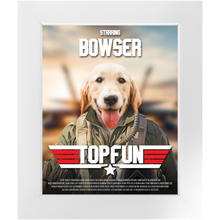 Load image into Gallery viewer, TOP FUN Movie Poster - Top Gun Inspired Custom Pet Portrait Framed Satin Paper Print
