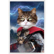 Load image into Gallery viewer, God of Blunder - Thor, Superhero Inspired Custom Pet Portrait Framed Satin Paper Print