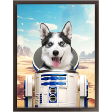 Load image into Gallery viewer, R.2.D.TOO - R2D2 & Star Wars Inspired Custom Pet Portrait Framed Satin Paper Print