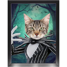 Load image into Gallery viewer, Jack O'Lantin - Christmas & Halloween Inspired Custom Pet Portrait Framed Satin Paper Print