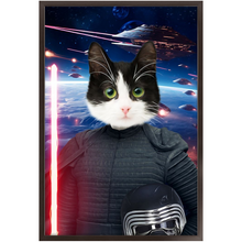 Load image into Gallery viewer, BARK LORD IN SPACE - Kylo Ren & Star Wars Inspired Custom Pet Portrait Framed Satin Paper Print