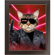 Load image into Gallery viewer, Kyle B Bakk - Arnold Schwarzenegger The Terminator Inspired Custom Pet Portrait Framed Satin Paper Print