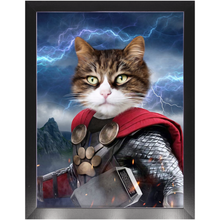 Load image into Gallery viewer, God of Blunder - Thor, Superhero Inspired Custom Pet Portrait Framed Satin Paper Print
