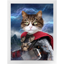 Load image into Gallery viewer, God of Blunder - Thor, Superhero Inspired Custom Pet Portrait Framed Satin Paper Print