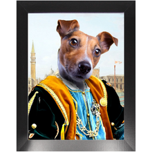 Load image into Gallery viewer, The Venice Menace - Royalty & Renaissance Inspired Custom Pet Portrait Framed Satin Paper Print