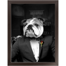 Load image into Gallery viewer, The Dogfather - Godfather, Gangster & Mafia Inspired Custom Pet Portrait Framed Satin Paper Print