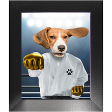 Load image into Gallery viewer, Pork Chop - Karate & Martial Arts Inspired Custom Pet Portrait Framed Satin Paper Print