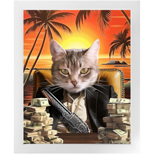 Load image into Gallery viewer, SAY HELLO TO MY LITTLE FRIEND - Scarface Inspired Custom Pet Portrait Framed Satin Paper Print