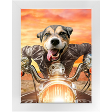 Load image into Gallery viewer, Squeezy Rider - Easy Rider & Motorcycle Inspired Custom Pet Portrait Framed Satin Paper Print
