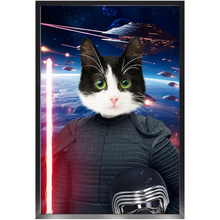 Load image into Gallery viewer, BARK LORD IN SPACE - Kylo Ren & Star Wars Inspired Custom Pet Portrait Framed Satin Paper Print