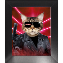 Load image into Gallery viewer, Kyle B Bakk - Arnold Schwarzenegger The Terminator Inspired Custom Pet Portrait Framed Satin Paper Print