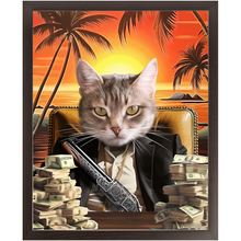 Load image into Gallery viewer, SAY HELLO TO MY LITTLE FRIEND - Scarface Inspired Custom Pet Portrait Framed Satin Paper Print
