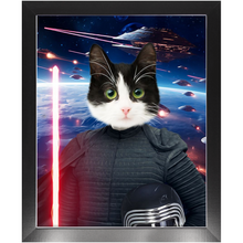 Load image into Gallery viewer, BARK LORD IN SPACE - Kylo Ren & Star Wars Inspired Custom Pet Portrait Framed Satin Paper Print