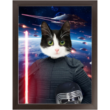 Load image into Gallery viewer, BARK LORD IN SPACE - Kylo Ren & Star Wars Inspired Custom Pet Portrait Framed Satin Paper Print