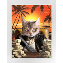 Load image into Gallery viewer, SAY HELLO TO MY LITTLE FRIEND - Scarface Inspired Custom Pet Portrait Framed Satin Paper Print