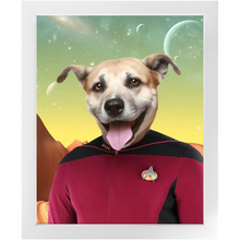 Load image into Gallery viewer, CAPTAIN DIGYARD - Star Trek Inspired Custom Pet Portrait Framed Satin Paper Print