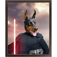 Load image into Gallery viewer, Bark Lord - Kylo Ren & Star Wars Inspired Custom Pet Portrait Framed Satin Paper Print
