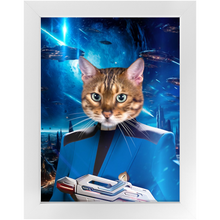 Load image into Gallery viewer, BONE CRUSHER IN SPACE - Star Trek Inspired Custom Pet Portrait Framed Satin Paper Print