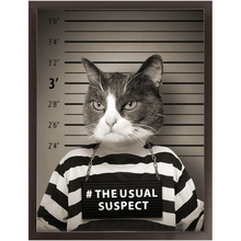 Load image into Gallery viewer, The Usual Suspect - Gangster Mugshot Inspired Custom Pet Portrait Framed Satin Paper Print