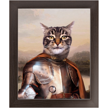 Load image into Gallery viewer, Knight In Brown Satin - Renaissance Inspired Custom Pet Portrait Framed Satin Paper Print