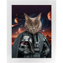 Load image into Gallery viewer, BATH EVADER IN SPACE - Darth Vader & Star Wars Inspired Custom Pet Portrait Framed Satin Paper Print